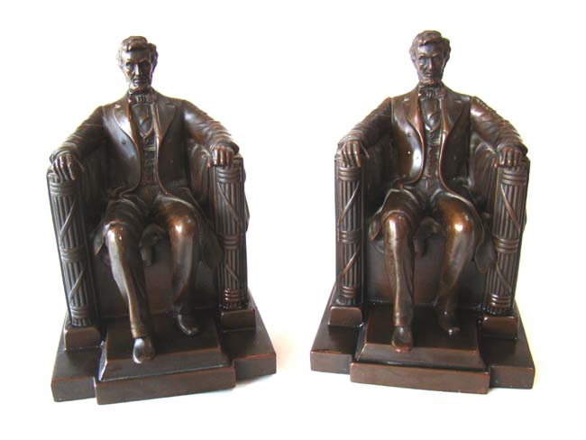 A pair of  "Lincoln in the chair" bookends by Jennings Brothers of Bridgeport, CT., circa 1925 — image 3